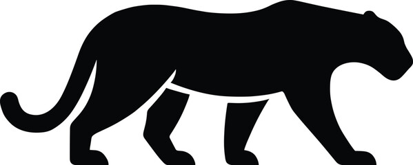 Jaguar silhouette, black minimal animal vector transparent
