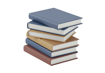 Isolated Stack of Books Five Different Colors, Stacked Together, Education, Knowledge, Library