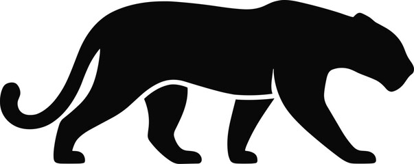 Jaguar silhouette, black minimal animal vector transparent