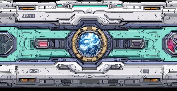 Futuristic, segmented space portal