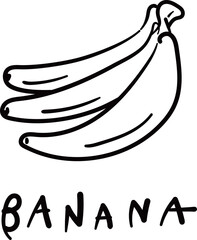 (Banana) hand drawn Fruit icons. Vector illustration.	
