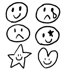 手描き風アイコンセット シンプルな線画イラスト ベクター