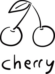 (Cherry) hand drawn Fruit icons. Vector illustration.	
