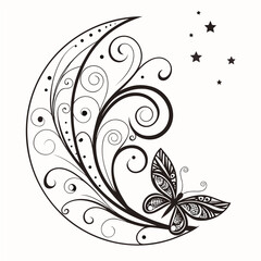 Crescent Moon & Butterfly