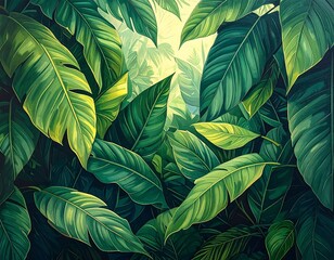 Tropical Lush Foliage Painting.