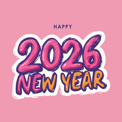 Vector illustration with labels isolated of 2026 Happy New Year