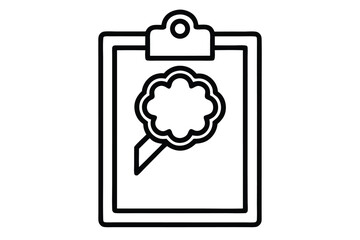 Clipboard with Cloud Outline Icon on White Background