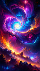 Cosmic Nebula Abstract Colorful Space Galaxy Swirl