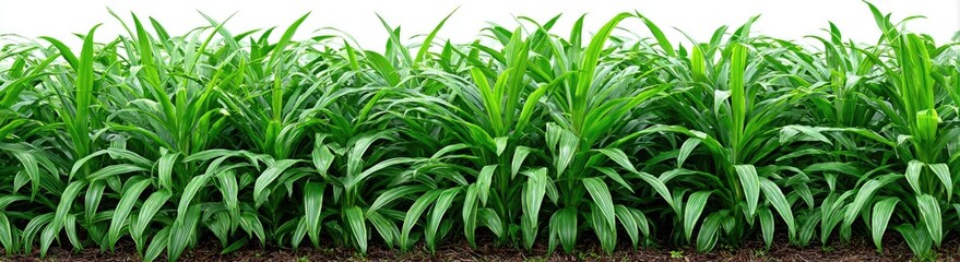 Fototapeta premium Lush green grass field stretches across the image