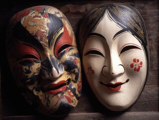 Kabuki Masks. Traditional Japanese Theatre Masks in Tokyo