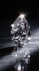 Fototapeta premium Pear-shaped diamond on dark surface (1)