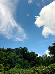 Blue Sky Natural Landscape Photo Background with Pretty Clouds