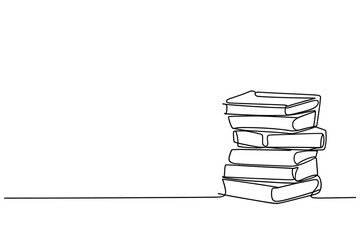 Simple sketch of a stack of books on a line