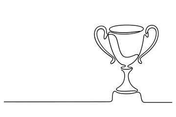 Simple line drawing of a champion trophy on a white background