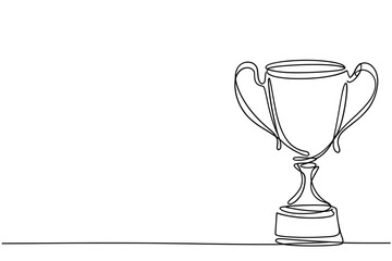 Minimalist single line drawing of a trophy cup on a white background