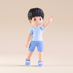 3D rendering of a cartoon student character