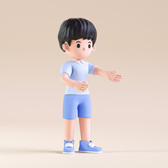 3D rendering of a cartoon student character