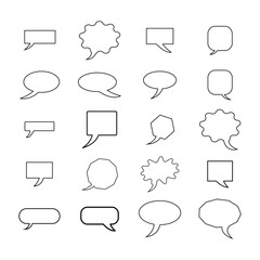Fototapeta premium A collection of hand-drawn speech bubbles and thought balloons in a cartoon vector illustration set for communication and dialogue design