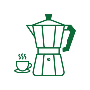 green coffee maker and cup clip art preview