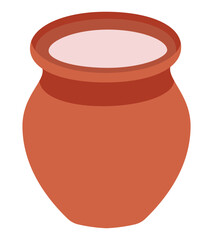 Traditional clay pot with liquid vector illustration in terracotta