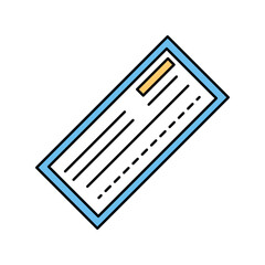 Paycheck lineal color line icon with white background vector stock illustration