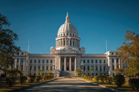 Fototapeta Louisiana Capitol: Iconic American Government Building in Blue Architecture
