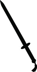 Sword silhouette, minimalist black, vector transparent