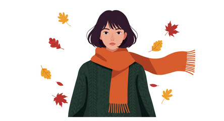 girl with autumn leaves