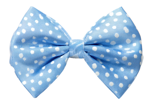 blue polka dot bow isolated on white