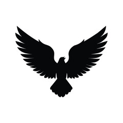 Obraz premium A bold silhouette of a bird with widespread wings against a white backdrop, hawk wings silhouette vector illustration