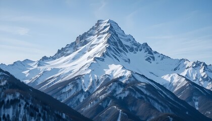 Snowy mountain peak in winter