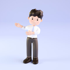 3D rendering of a cartoon salesperson