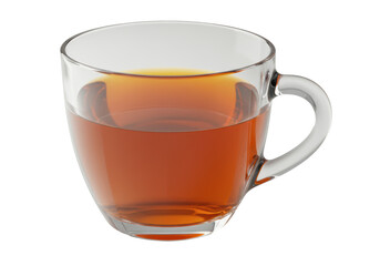 Isolated translucent glass mug with tea, aromatic refreshing drink, beverage