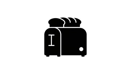 Solid Black Bread Toaster Silhouette Icon &ndash; Minimalist Kitchen Appliance Logo, Simple Graphic Design