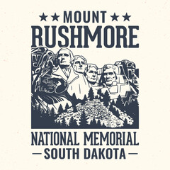 Mount Rushmore National Memorial, South Dakota - Adventure t-shirt design for tourism