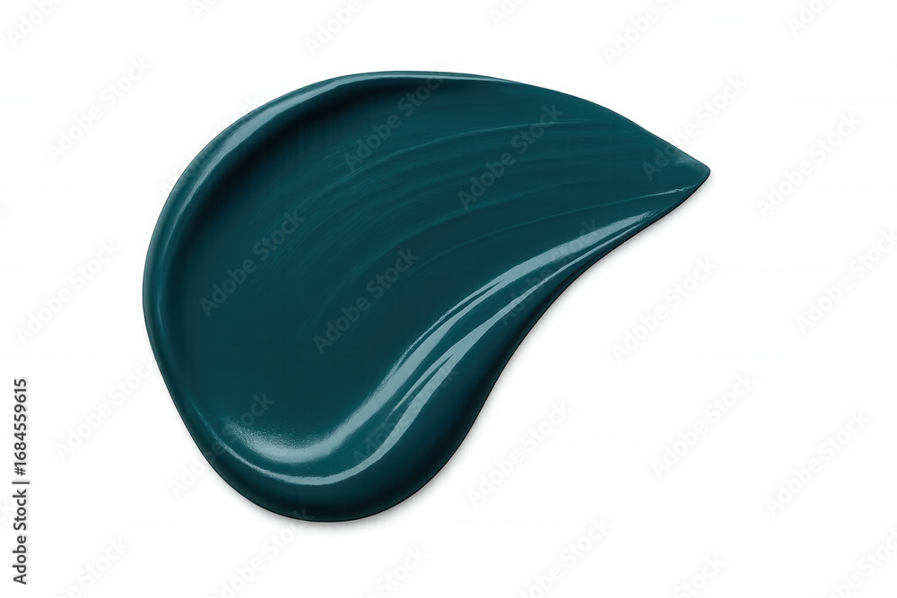 Poster glossy teal paint stroke isolated on transparent background, adding a vibrant and dynamic texture to