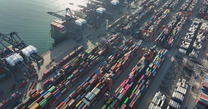 Aerial footage of Yantian international container terminal