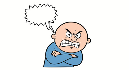 Animated character with intense expression and speech bubble conveying strong emotion and opinion