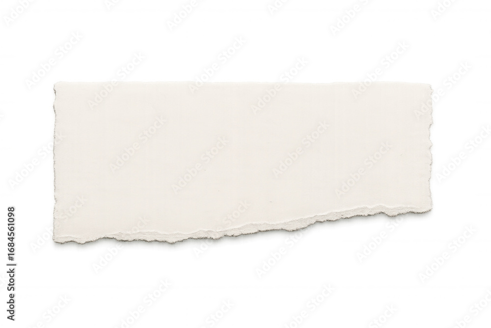 Aufkleber white rectangular paper sheet featuring ragged edges, torn with rough texture, isolated on transpare
