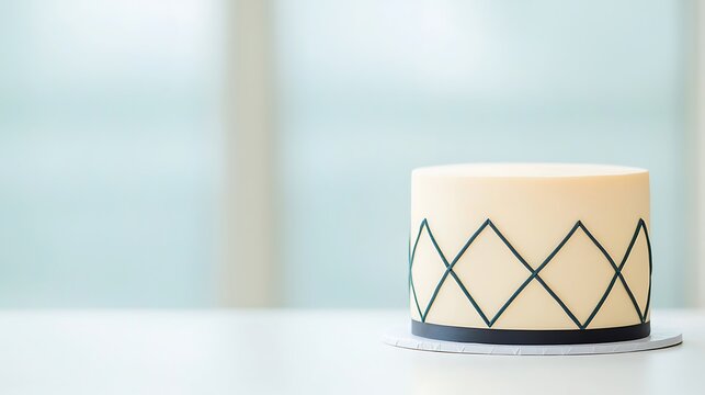 Elegant cream cake with geometric black design