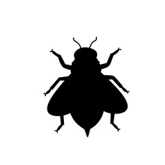 silhouette of a bee with wings and antennae, isolated on white background. Perfect for nature, honey, pollination, or entomology design concepts
