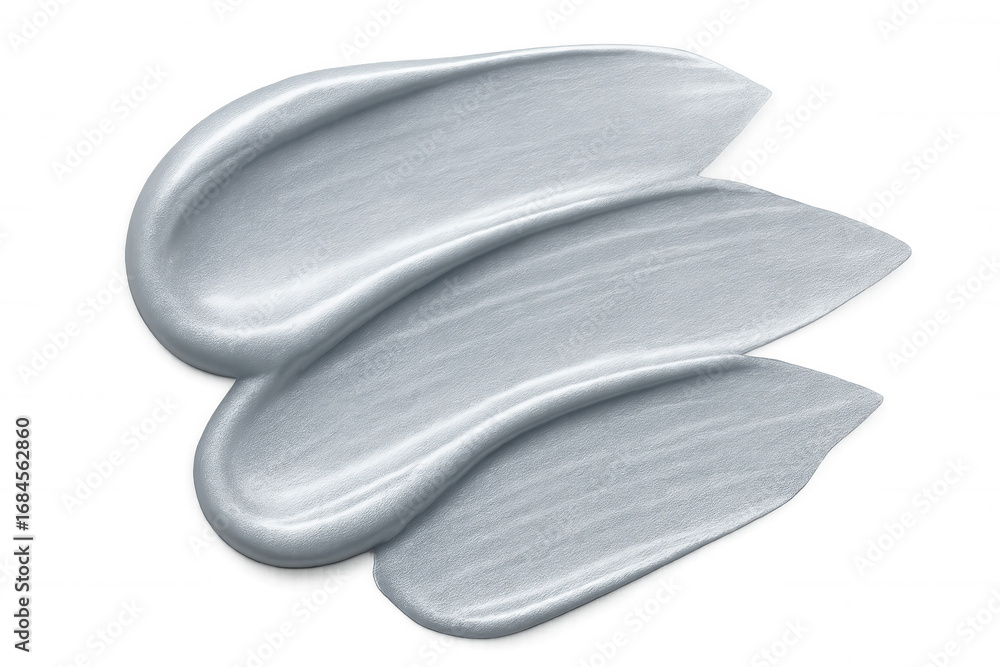 Poster metallic silver paint strokes on a transparent background create an abstract, textured design, ideal