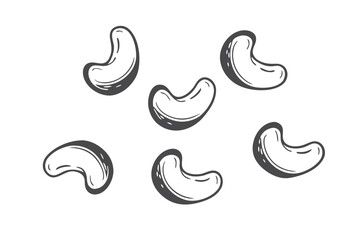 Fototapeta premium Hand Drawn Cashew Nuts Arrangement on a White Background