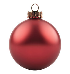 Red matte Christmas ball isolated on transparent background