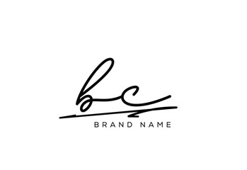 BC letter elegant cursive beauty handwriting logo.