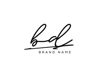BD letter elegant cursive beauty handwriting logo.