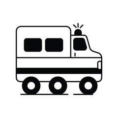 Ambulance glyph outline icon with white background vector stock illustration