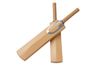 Isolated Cricket Bats Crosswise Ready for an Exciting Match Wood Sports Equipment Gear