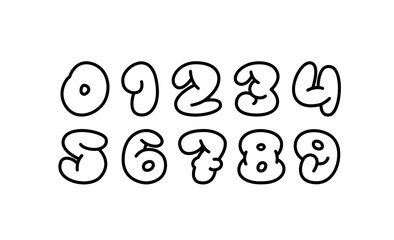 Comic numbers drawn by line, funny numerals