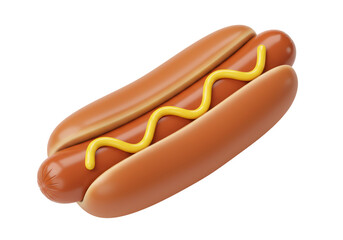 Isolated Hotdog on Bun with Mustard Topping, Simple Ready-to-Eat Meal, Generic Brand Image